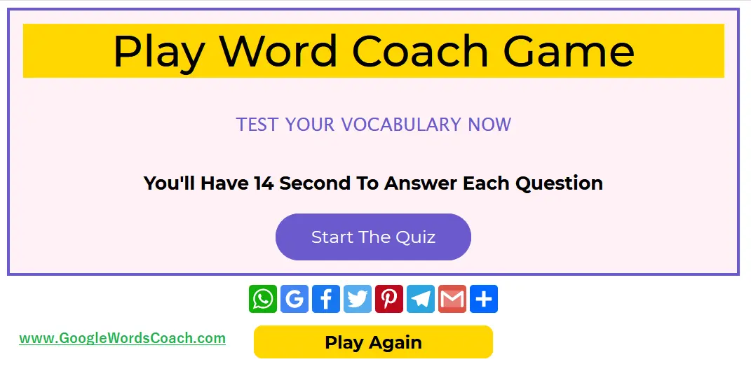 Google Word Coach English Vocabulary Builder & Online Quiz Game